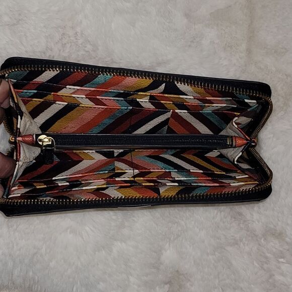 Tory Burch Continental Long Zip Around Wallet 👛 Rare Geometric Print Like New - Picture 9 of 10